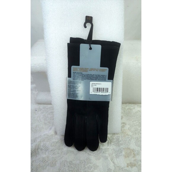 Isotoner Women's NWT Black Gloves Genuine Suede Leather cozy Lining Large L New - Picture 2 of 6